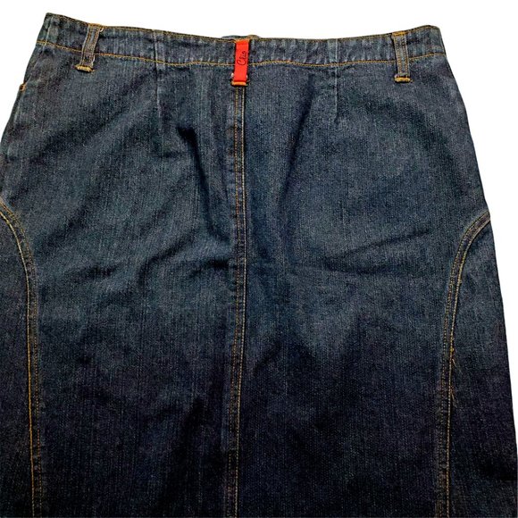 CLIO Dark Denim Mini Skirt Size 8 Lace Front Closure Straight Great Condition! - Picture 6 of 9